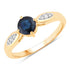 0.89 Carat Genuine Blue Sapphire and White Diamond 10K Yellow Gold Ring by Bids.com