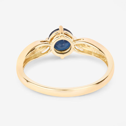 0.89 Carat Genuine Blue Sapphire and White Diamond 10K Yellow Gold Ring by Bids.com