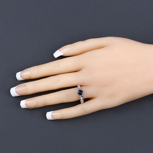 1.13 Carat Genuine Blue Sapphire and White Diamond 10K White Gold Ring by Bids.com