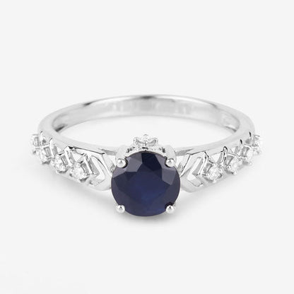1.13 Carat Genuine Blue Sapphire and White Diamond 10K White Gold Ring by Bids.com