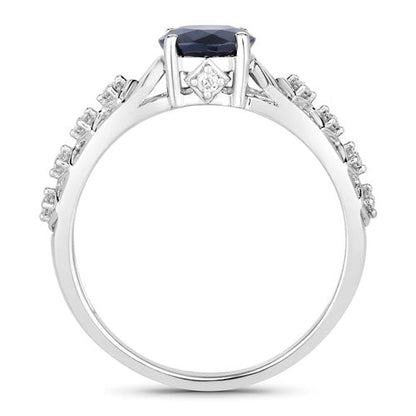 1.13 Carat Genuine Blue Sapphire and White Diamond 10K White Gold Ring by Bids.com