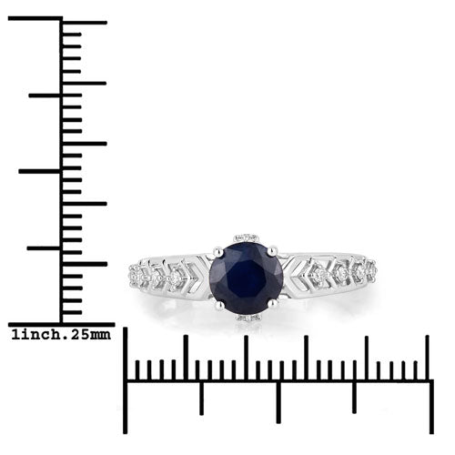1.13 Carat Genuine Blue Sapphire and White Diamond 10K White Gold Ring by Bids.com