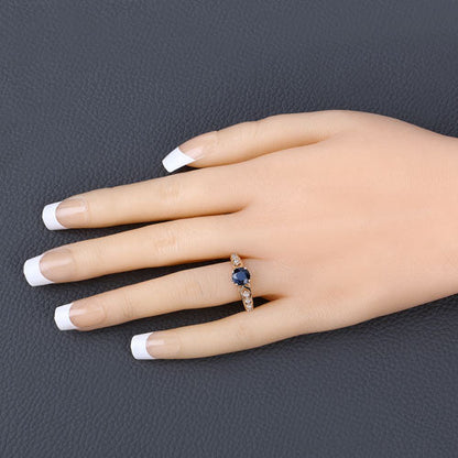 1.13 Carat Genuine Blue Sapphire and White Diamond 10K Yellow Gold Ring by Bids.com