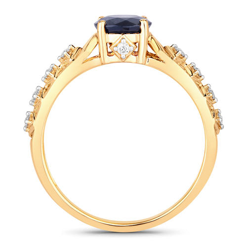 1.13 Carat Genuine Blue Sapphire and White Diamond 10K Yellow Gold Ring by Bids.com