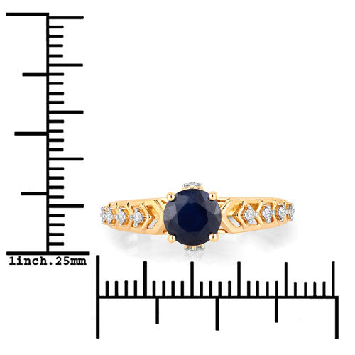 1.13 Carat Genuine Blue Sapphire and White Diamond 10K Yellow Gold Ring by Bids.com