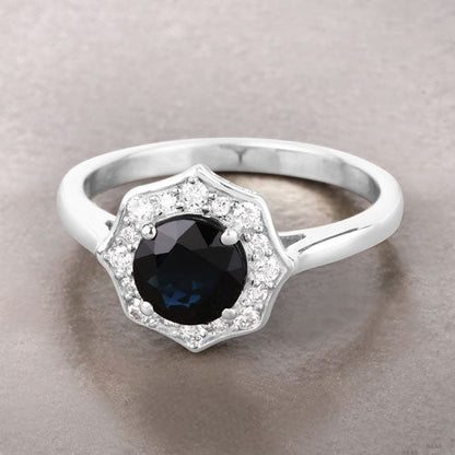 1.34 Carat Genuine Blue Sapphire and White Diamond 10K White Gold Ring by Bids.com