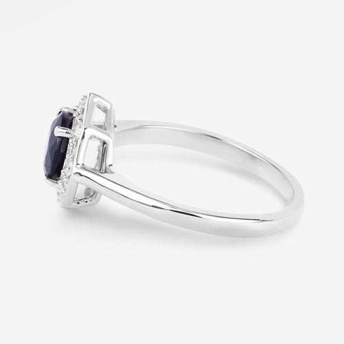 1.34 Carat Genuine Blue Sapphire and White Diamond 10K White Gold Ring by Bids.com