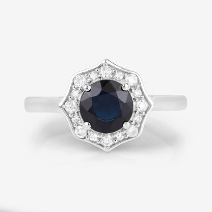 1.34 Carat Genuine Blue Sapphire and White Diamond 10K White Gold Ring by Bids.com
