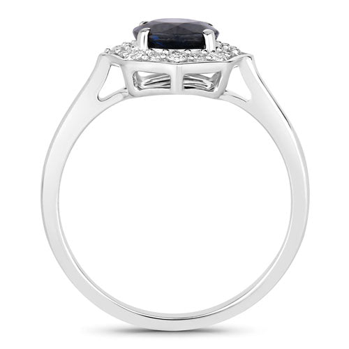 1.34 Carat Genuine Blue Sapphire and White Diamond 10K White Gold Ring by Bids.com