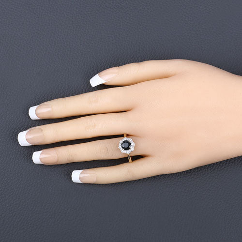 1.34 Carat Genuine Blue Sapphire and White Diamond 10K Yellow Gold Ring by Bids.com