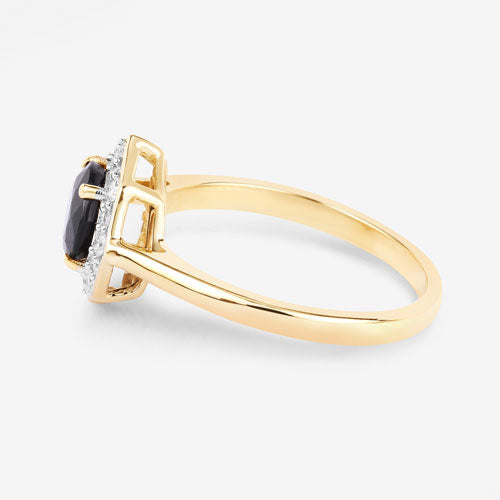 1.34 Carat Genuine Blue Sapphire and White Diamond 10K Yellow Gold Ring by Bids.com