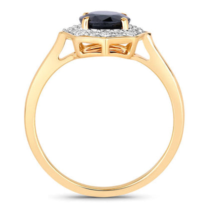 1.34 Carat Genuine Blue Sapphire and White Diamond 10K Yellow Gold Ring by Bids.com