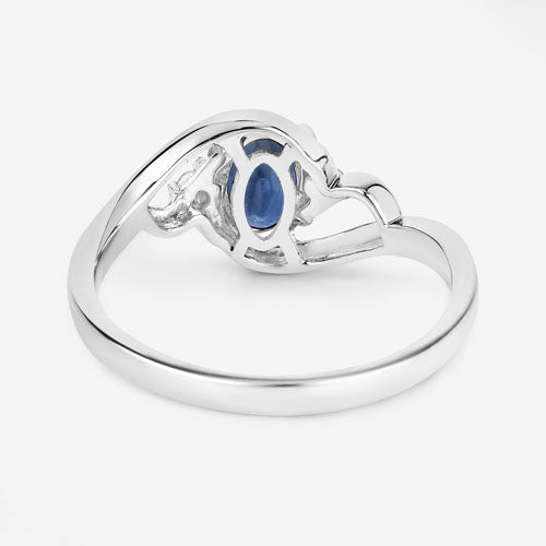 0.98 Carat Genuine Blue Sapphire and White Diamond 10K White Gold Ring by Bids.com
