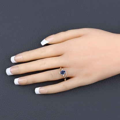 0.98 Carat Genuine Blue Sapphire and White Diamond 10K Yellow Gold Ring by Bids.com