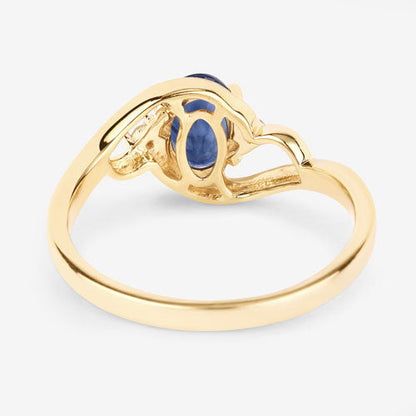 0.98 Carat Genuine Blue Sapphire and White Diamond 10K Yellow Gold Ring by Bids.com