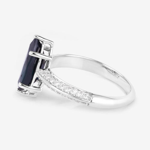 2.39 Carat Genuine Blue Sapphire and White Diamond 10K White Gold Ring by Bids.com
