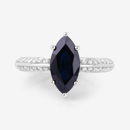 2.39 Carat Genuine Blue Sapphire and White Diamond 10K White Gold Ring by Bids.com