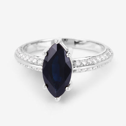 2.39 Carat Genuine Blue Sapphire and White Diamond 10K White Gold Ring by Bids.com