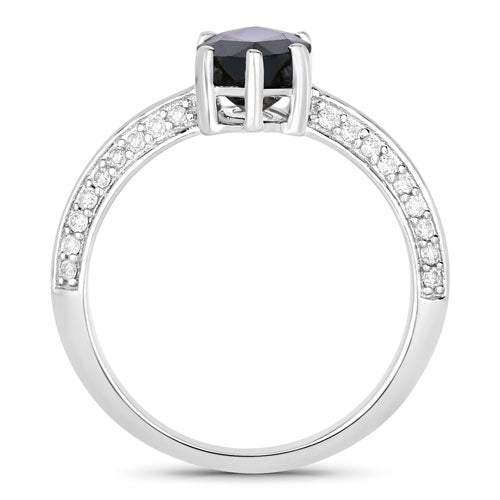 2.39 Carat Genuine Blue Sapphire and White Diamond 10K White Gold Ring by Bids.com