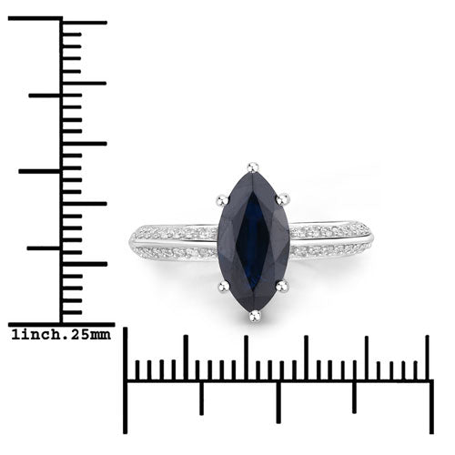 2.39 Carat Genuine Blue Sapphire and White Diamond 10K White Gold Ring by Bids.com