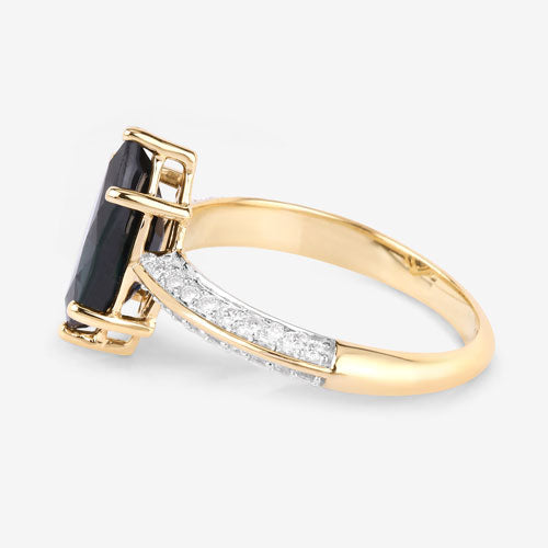 2.39 Carat Genuine Blue Sapphire and White Diamond 10K Yellow Gold Ring by Bids.com