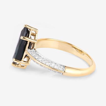 2.39 Carat Genuine Blue Sapphire and White Diamond 10K Yellow Gold Ring by Bids.com