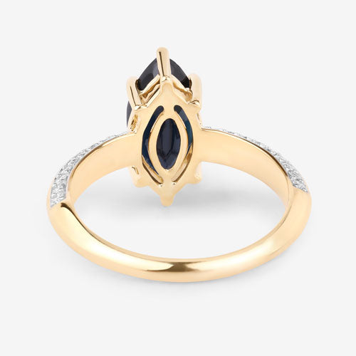 2.39 Carat Genuine Blue Sapphire and White Diamond 10K Yellow Gold Ring by Bids.com