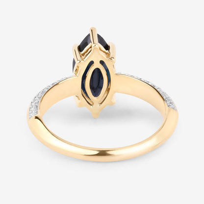 2.39 Carat Genuine Blue Sapphire and White Diamond 10K Yellow Gold Ring by Bids.com