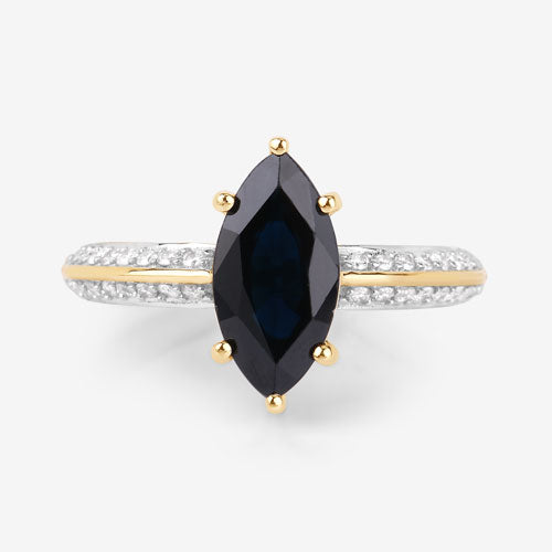 2.39 Carat Genuine Blue Sapphire and White Diamond 10K Yellow Gold Ring by Bids.com