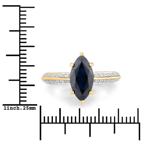 2.39 Carat Genuine Blue Sapphire and White Diamond 10K Yellow Gold Ring by Bids.com