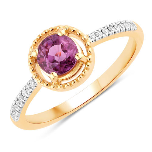 0.92 Carat Genuine Ruby and White Diamond 14K Yellow Gold Ring by Bids.com