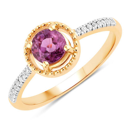 0.92 Carat Genuine Ruby and White Diamond 14K Yellow Gold Ring by Bids.com