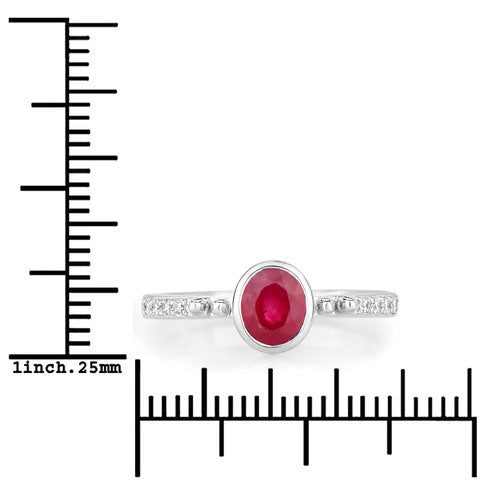 1.00 Carat Genuine Ruby and White Diamond 14K White Gold Ring by Bids.com