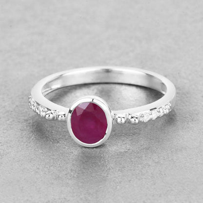 1.00 Carat Genuine Ruby and White Diamond 14K White Gold Ring by Bids.com