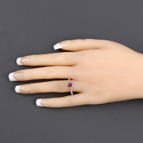 1.00 Carat Genuine Ruby and White Diamond 14K White Gold Ring by Bids.com
