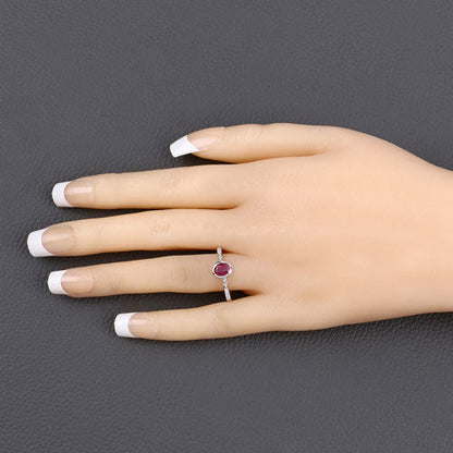 1.00 Carat Genuine Ruby and White Diamond 14K White Gold Ring by Bids.com