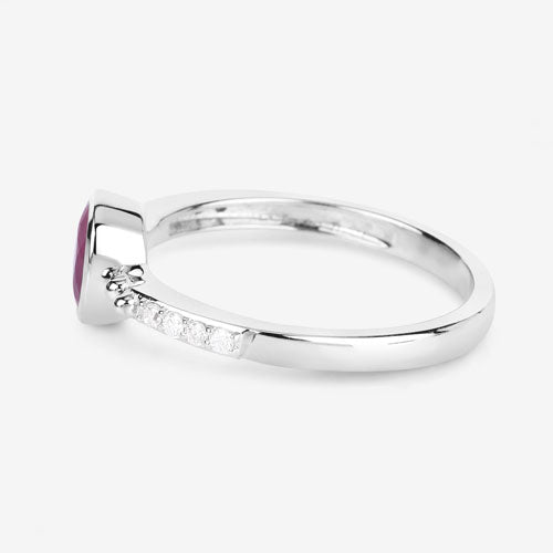 1.00 Carat Genuine Ruby and White Diamond 14K White Gold Ring by Bids.com