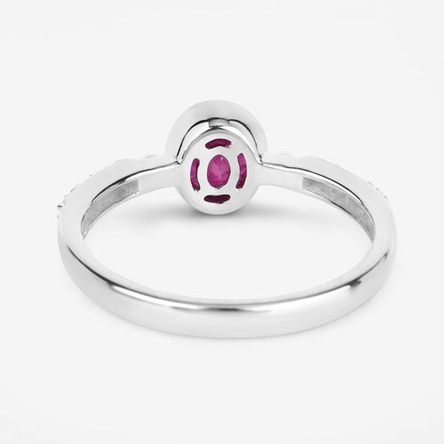 1.00 Carat Genuine Ruby and White Diamond 14K White Gold Ring by Bids.com
