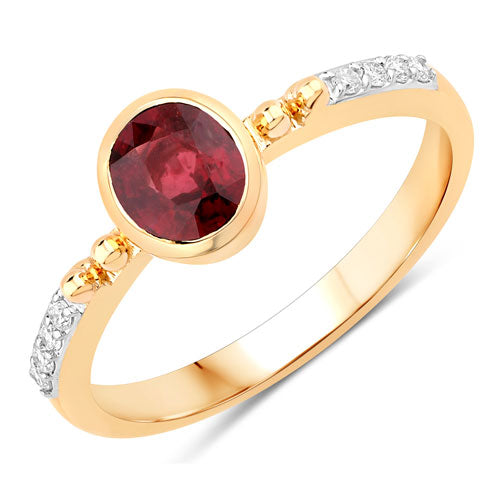 1.00 Carat Genuine Ruby and White Diamond 14K Yellow Gold Ring by Bids.com