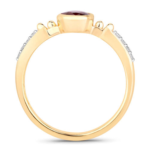 1.00 Carat Genuine Ruby and White Diamond 14K Yellow Gold Ring by Bids.com
