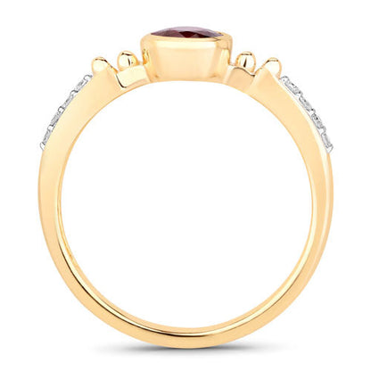 1.00 Carat Genuine Ruby and White Diamond 14K Yellow Gold Ring by Bids.com