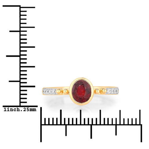 1.00 Carat Genuine Ruby and White Diamond 14K Yellow Gold Ring by Bids.com