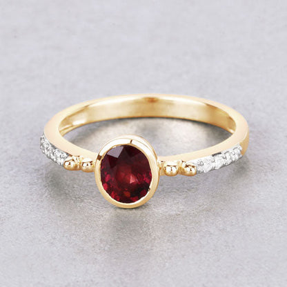 1.00 Carat Genuine Ruby and White Diamond 14K Yellow Gold Ring by Bids.com