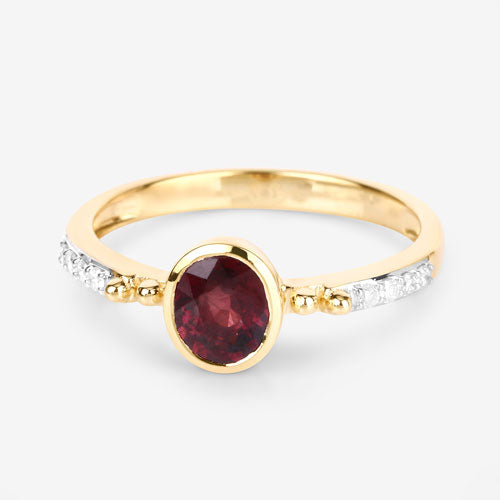 1.00 Carat Genuine Ruby and White Diamond 14K Yellow Gold Ring by Bids.com