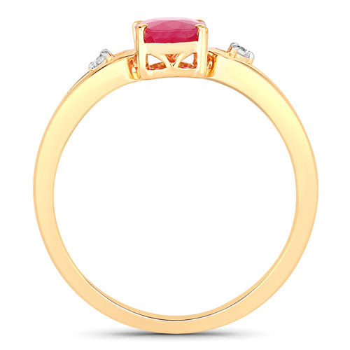 0.95 Carat Genuine Ruby and White Diamond 14K Yellow Gold Ring by Bids.com