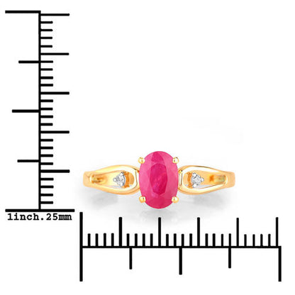 0.95 Carat Genuine Ruby and White Diamond 14K Yellow Gold Ring by Bids.com