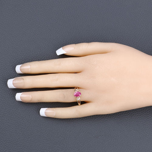 0.95 Carat Genuine Ruby and White Diamond 14K Yellow Gold Ring by Bids.com