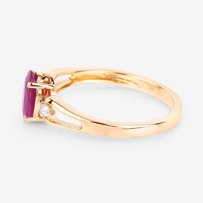 0.95 Carat Genuine Ruby and White Diamond 14K Yellow Gold Ring by Bids.com