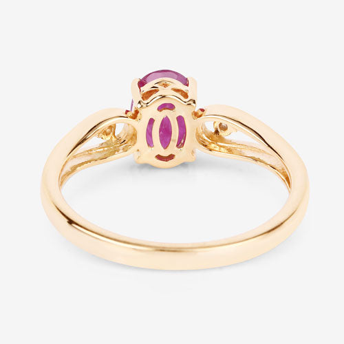 0.95 Carat Genuine Ruby and White Diamond 14K Yellow Gold Ring by Bids.com