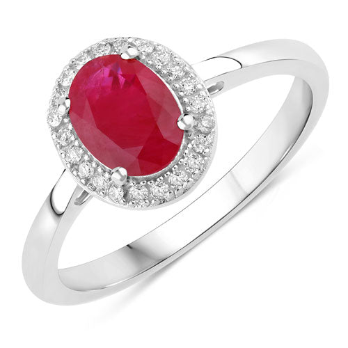 1.06 Carat Genuine Ruby and White Diamond 14K White Gold Ring by Bids.com
